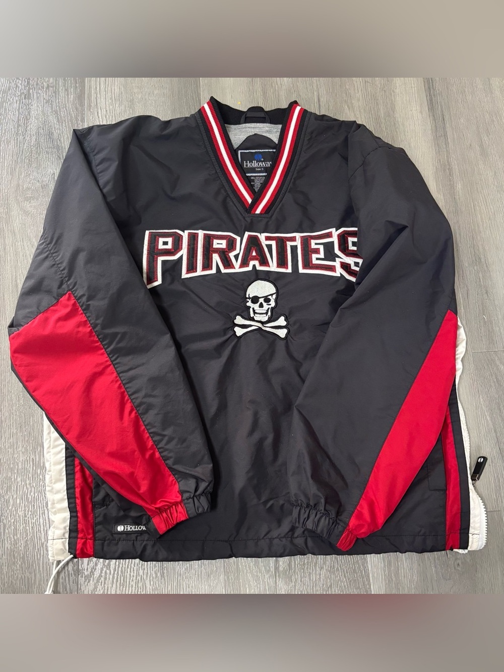 Vintage Holloway Pirates Pullover Windbreaker Jacket Size Small 90s Y2K Teamwear